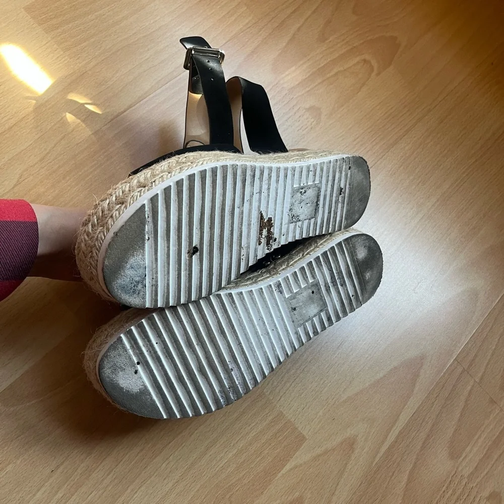 Size 7 Black Espadrille Platform Sandals - Picture 7 of 10